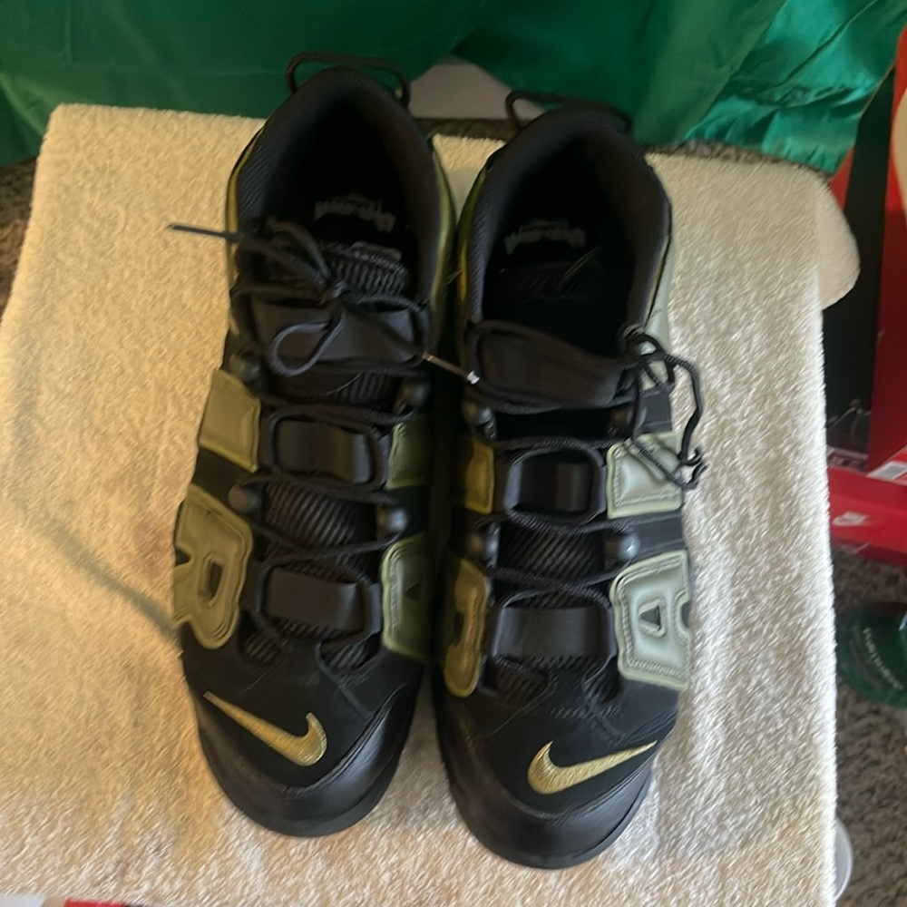 Nike Air More Uptempo '96 Shoes Black Rough Green Men's (DH8011-001) Sz 14